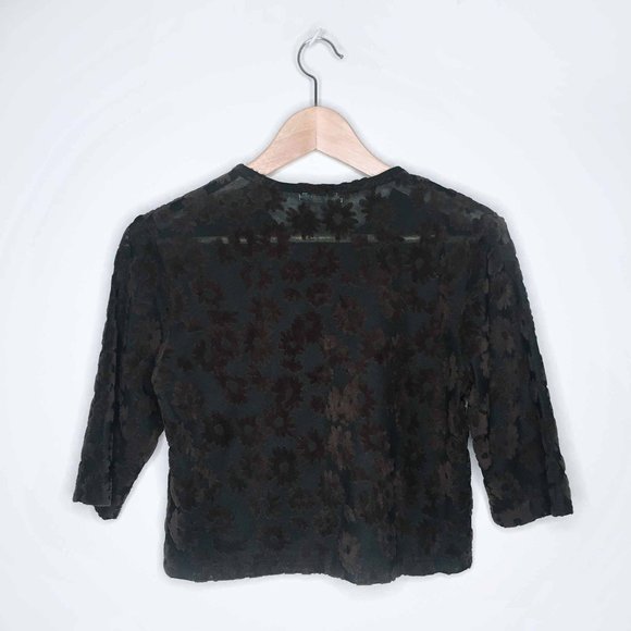 ⚡️SOLD⚡️ Vintage Esprit velvet daisy burnout crop top - Picture 4 of 7